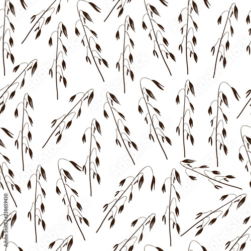 Oats. Background, wallpaper, seamless. Silhouette. On a white background.