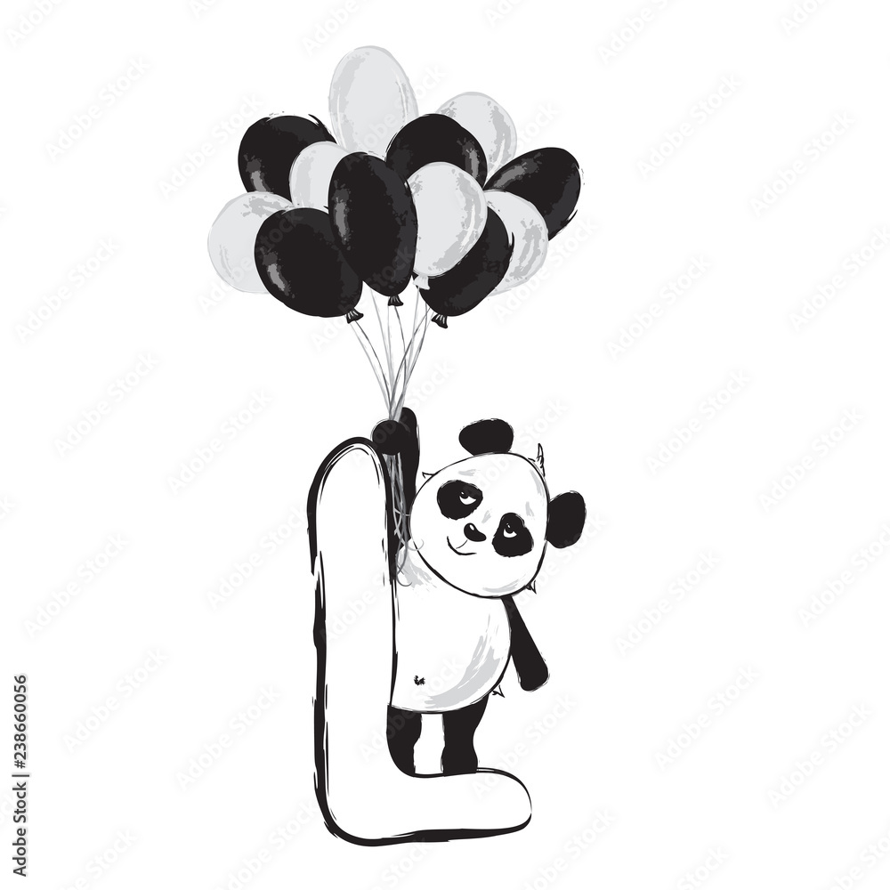 Panda bear cute animal english alphabet letter L with cartoon baby  illustrations Stock Vector | Adobe Stock