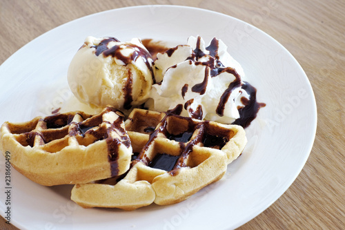 Waffles and ice cream