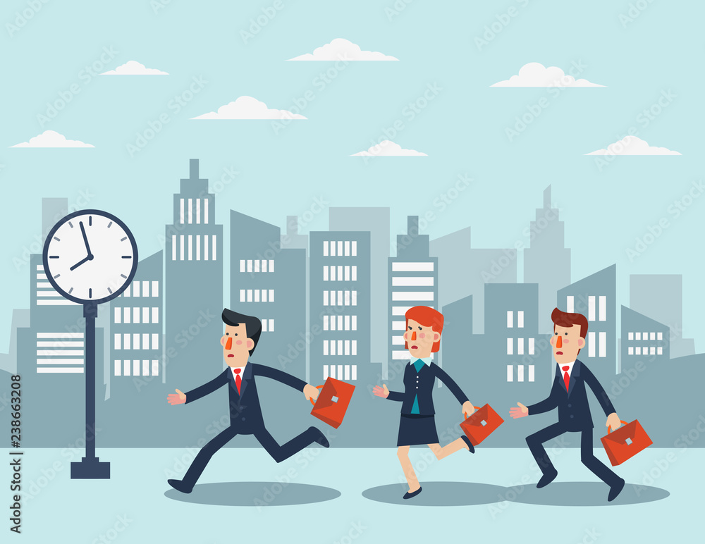 Fototapeta premium Business people running in the city street