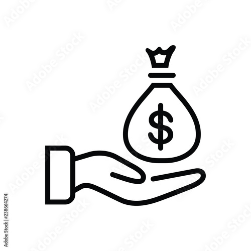 Black line icon for money wages