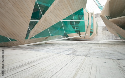 Fototapeta Naklejka Na Ścianę i Meble -  Abstract interior of wood, glass and concrete.3D illustration. rendering 