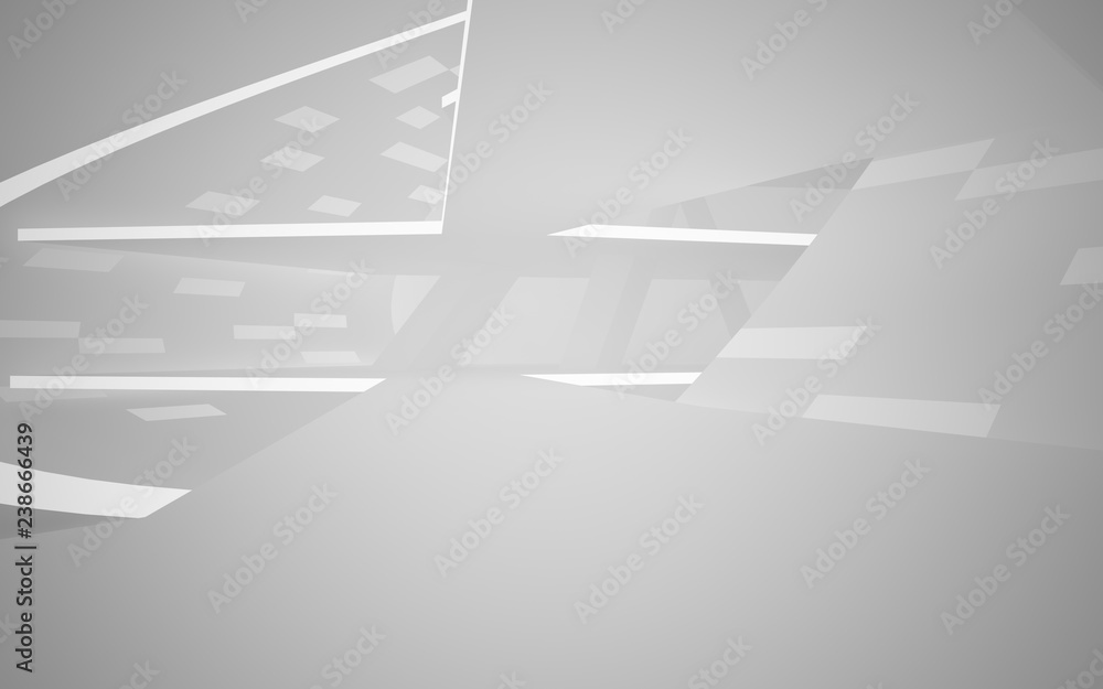 Abstract white interior of the future, with neon lighting. 3D illustration. Rendering Abstract white interior of the future, with neon lighting. 3D illustration. Rendering