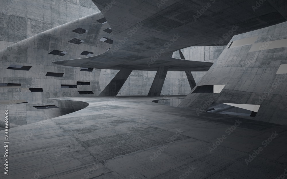 Empty dark abstract concrete smooth interior . Architectural background. 3D illustration and rendering Empty dark abstract concrete smooth interior . Architectural background. 3D illustration and rendering