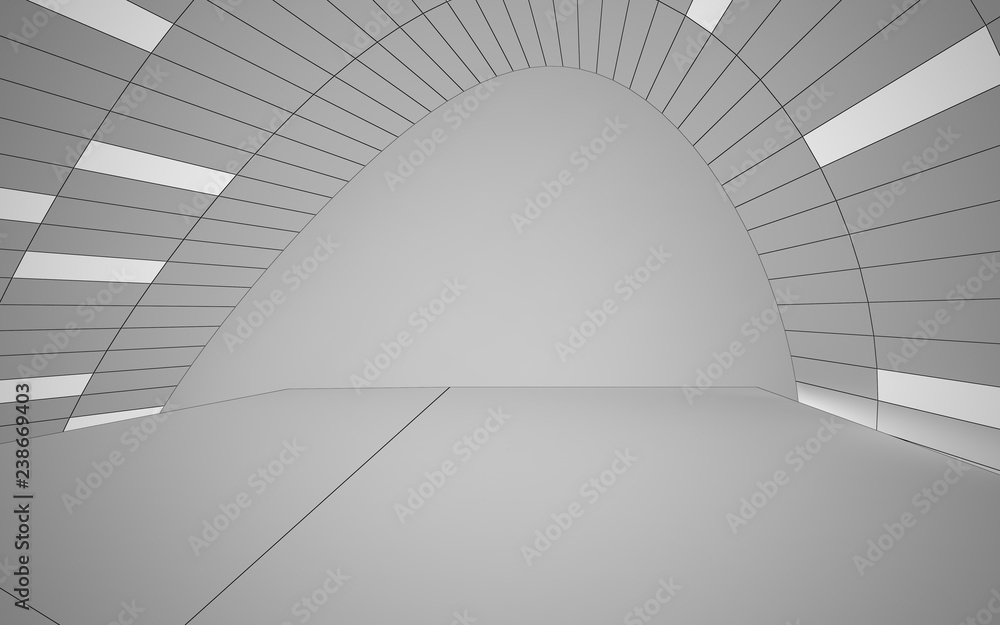 Fototapeta premium Abstract white interior highlights future. Polygon drawing . Architectural background. 3D illustration and rendering