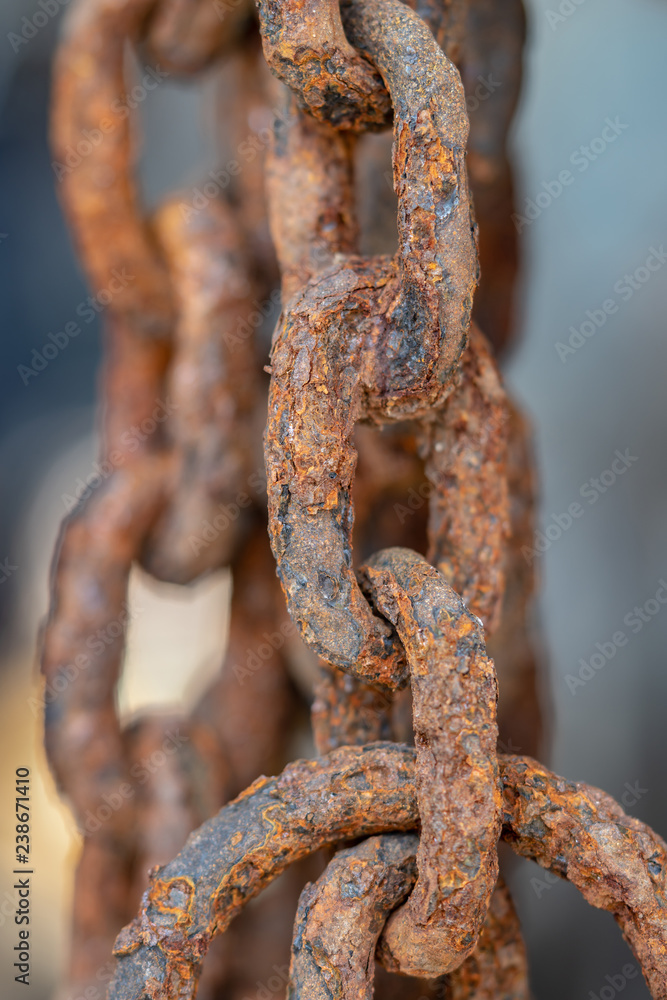 Rusty chains eroded by sea water Rusty chains eroded by sea water
