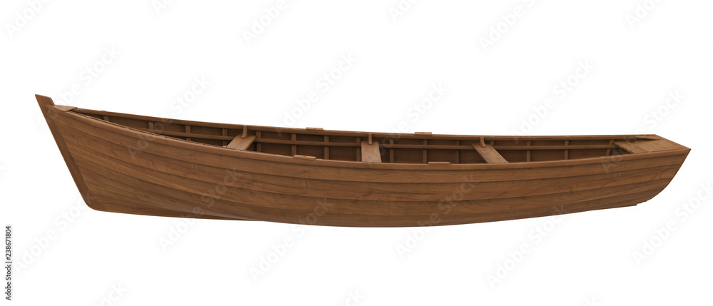 Naklejka premium Wooden Boat Isolated