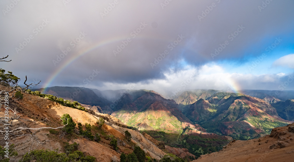 Full rainbow over Waime Canyon, Kauai, Hawaii
