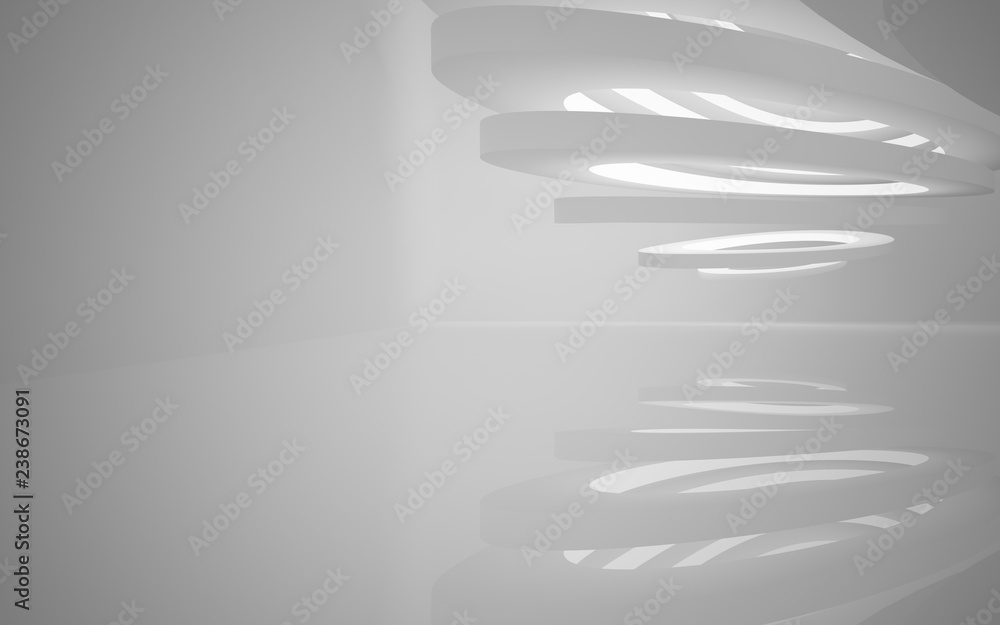 Abstract white interior of the future, with neon lighting. 3D illustration and rendering Abstract white interior of the future, with neon lighting. 3D illustration and rendering