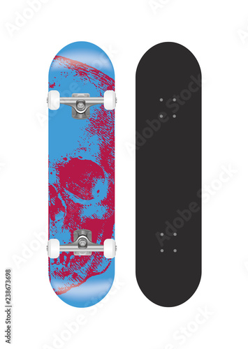 skateboard vector template illustration (with backside design) 
