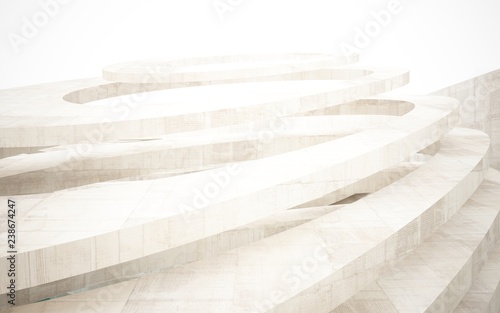 Abstract interior of glass and concrete with blue water. Architectural background. 3D illustration and rendering 