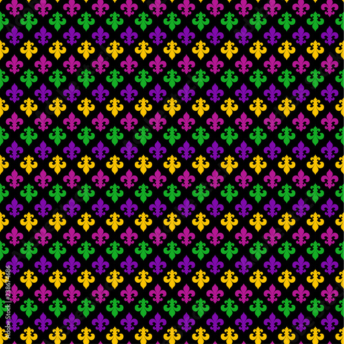 Mardi Gras Carnival seamless pattern with fleur-de-lis. Mardi Gras endless background, texture, wrapper. Vector illustration.
