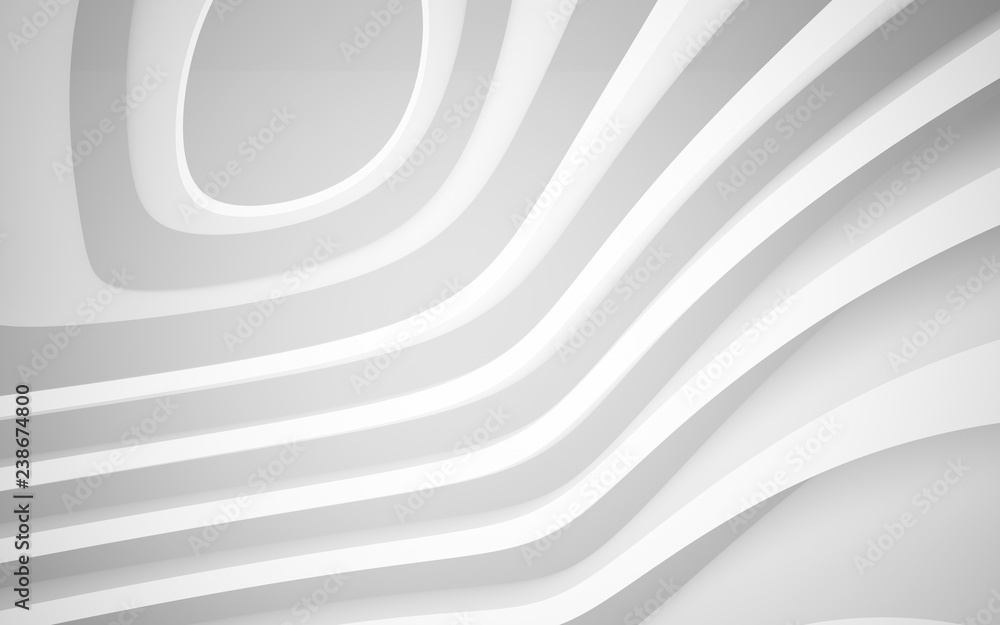 Abstract smooth white interior of the future. Night view from the backlight. Architectural background. 3D illustration and rendering Abstract smooth white interior of the future. Night view from the backlight. Architectural background. 3D illustration and rendering