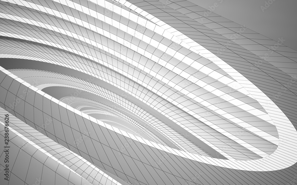 Naklejka premium Abstract white interior highlights future. Polygon drawing . Architectural background. 3D illustration and rendering