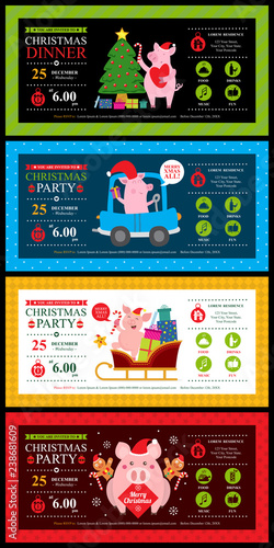 Christmas invitation template card sets