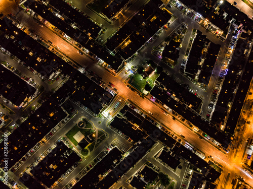 DRONE : suburbs in the city at night
