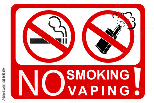 simple sign no smoking and vaping, isolated on white