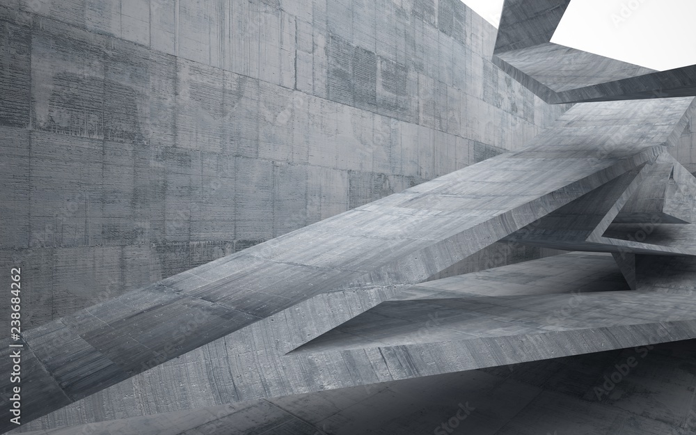 Abstract interior of glass and concrete. Architectural background. 3D illustration and rendering Abstract interior of glass and concrete. Architectural background. 3D illustration and rendering