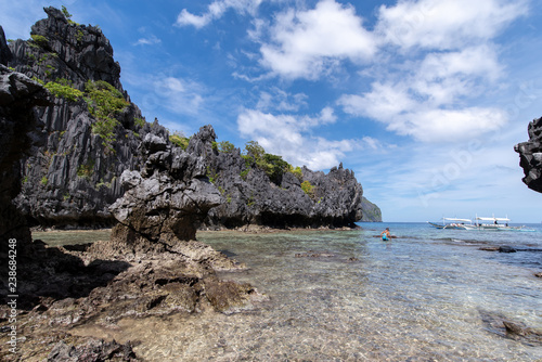Beautiful landscape Hidden Beach in El nido, Palawan, Philippines