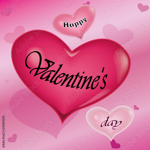 Beautiful banner in pink colors. Name Of Valentine's Day. Heart realistic 3D. Pink. vector.