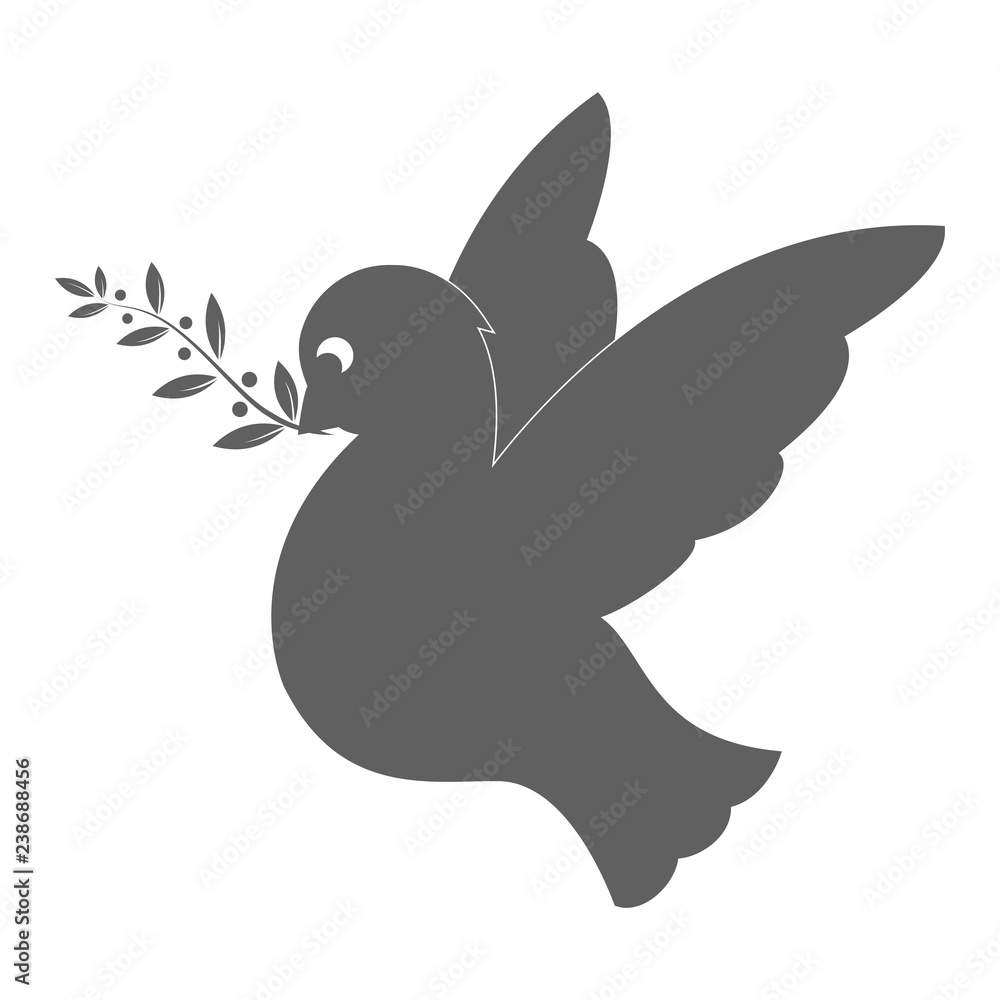 Obraz premium Dove Silhouette. Symbol of Peace, Love, Tolerance and Trust. Vector Illustration.