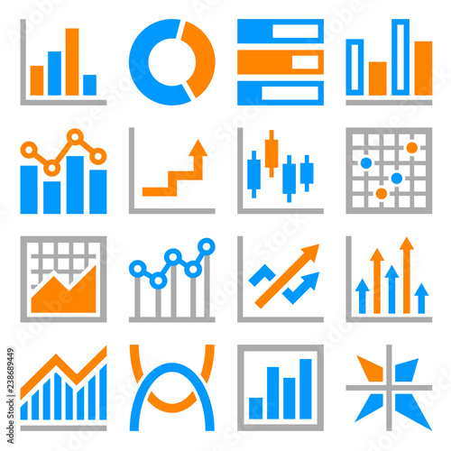 Big Data Analytics Icons Set on White Background. Vector