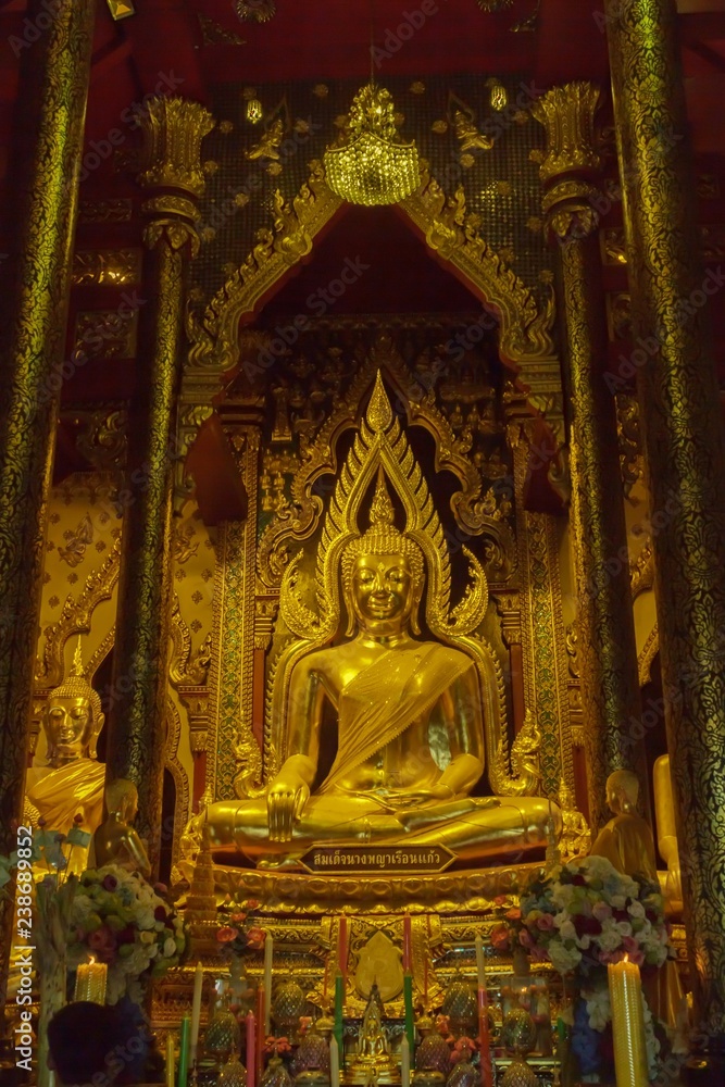 Beautiful golden Buddha in Thai temple