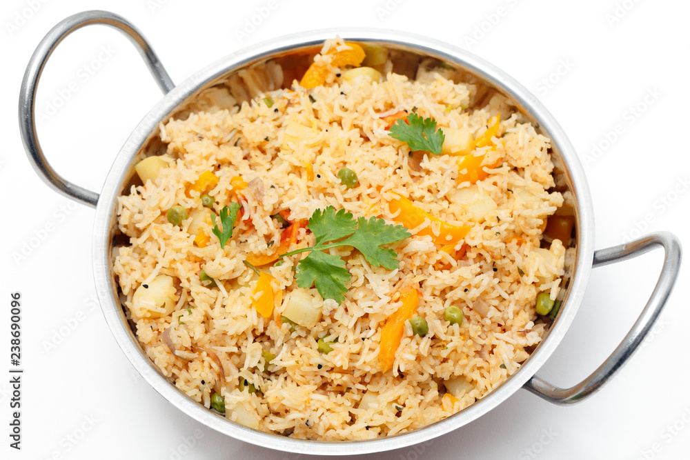 Tomato biryani in a kadai Tomato biryani in a kadai
