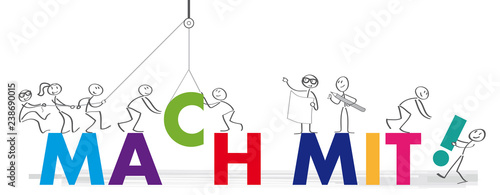 mach mit - Strichmännchen arbeiten zusammen - Ehrenamt