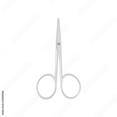 Steel nail scissors. Professional manicure and pedicure tool. Personal care and beauty theme. Flat vector icon