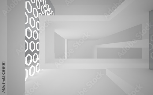 Wallpaper Mural Abstract white interior of the future, with neon lighting. 3D illustration and rendering Torontodigital.ca