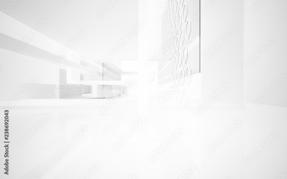 Abstract white interior of the future. 3D illustration and rendering Abstract white interior of the future. 3D illustration and rendering