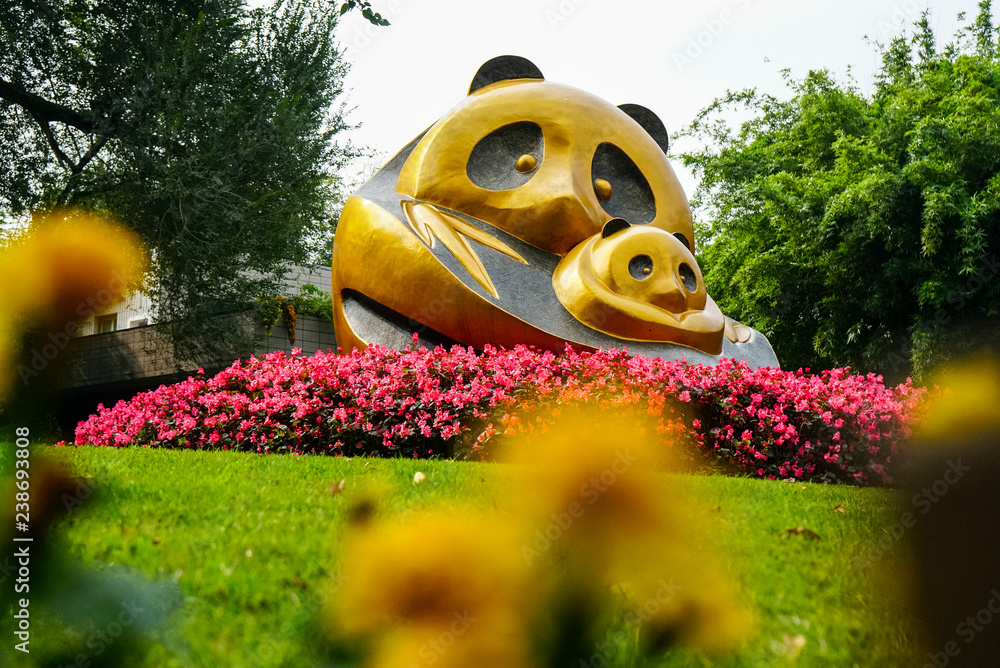 Panda statue in Chengdu China at the Panda Research Center Stock Photo