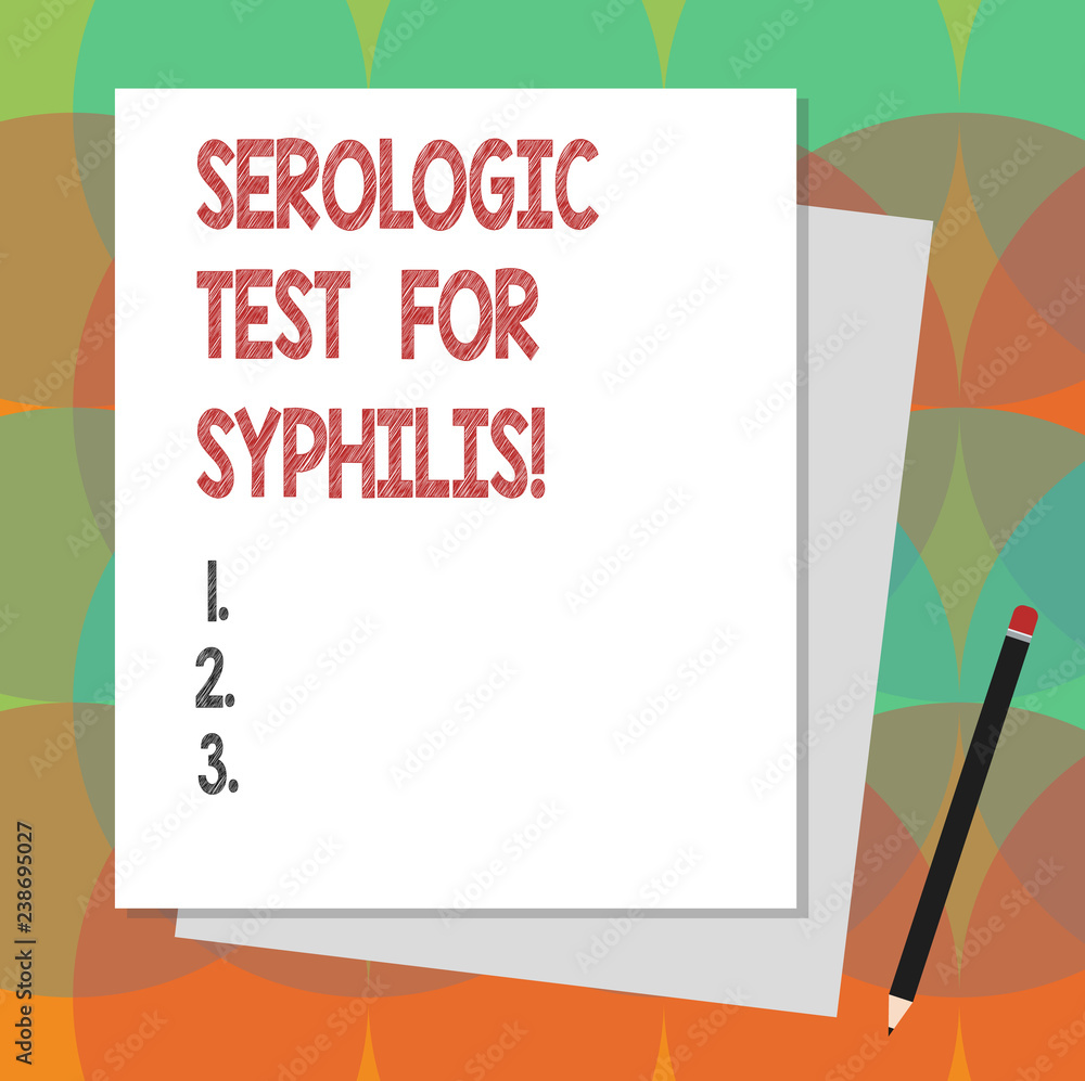 Text sign showing Serologic Test For Syphilis. Conceptual photo Laboratory tests for sexual transmission disease Stack of Blank Different Pastel Color Construction Bond Paper and Pencil Text sign showing Serologic Test For Syphilis. Conceptual photo Laboratory tests for sexual transmission disease Stack of Blank Different Pastel Color Construction Bond Paper and Pencil