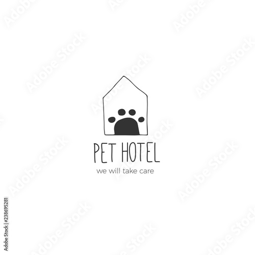 Vector hand drawn logo template for pets related business.