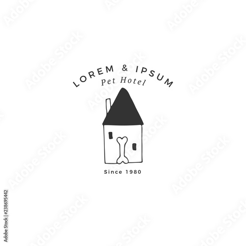 Vector hand drawn logo template for pets related business.