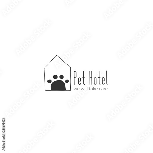 Vector hand drawn logo template for pets related business.
