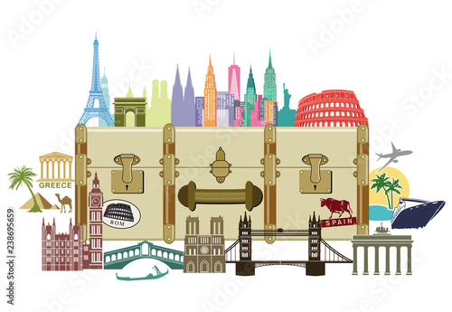 Reise Koffer mit Reiselabel Illustration