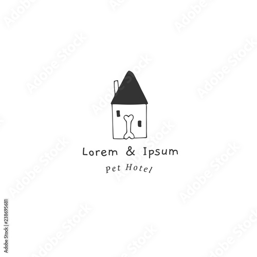 Vector hand drawn logo template for pets related business.