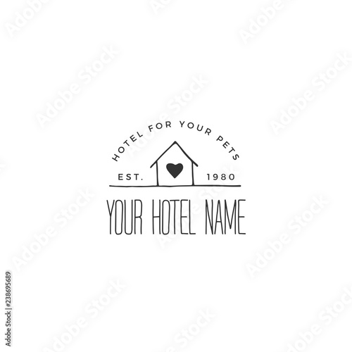 Vector hand drawn logo template for pets related business.