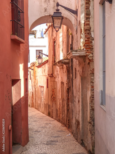 Badajoz, Spain - Circa April 2017: Narrow streets of the historic center of Badajoz photo