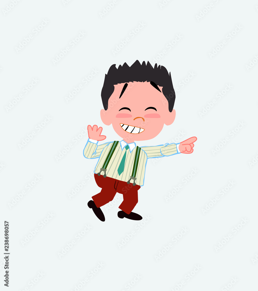 Businessman in casual style pointing to something funny on his left. Businessman in casual style pointing to something funny on his left.