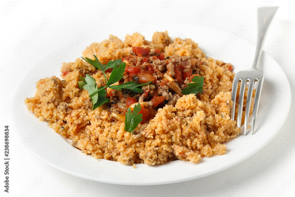 Burghul and tomato meal plate Burghul and tomato meal plate