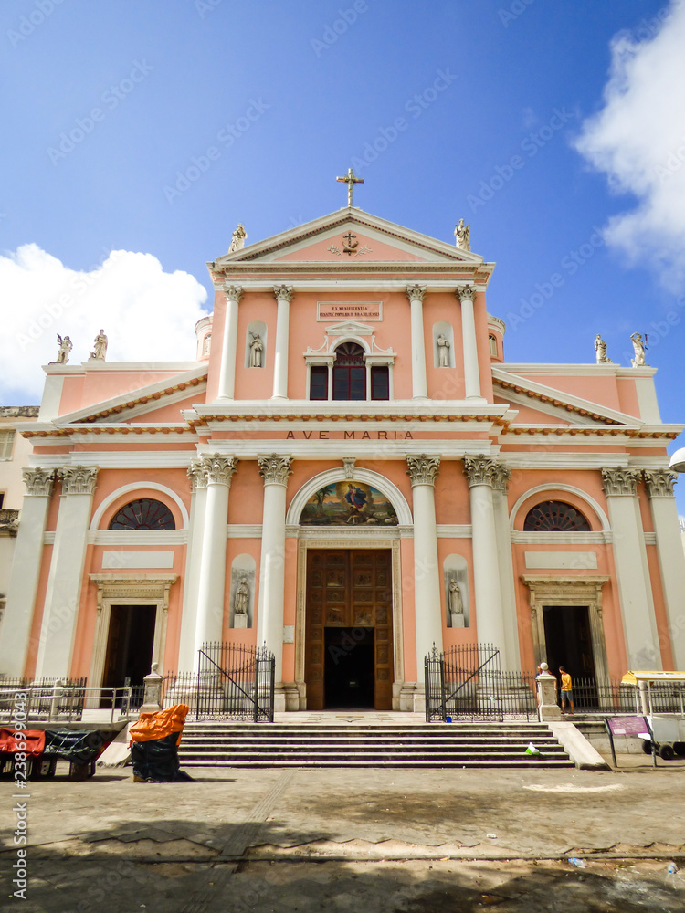 Recife, Brazil - Circa December 2018: Basilica of Penha, 19th century church in the historic center of Recife