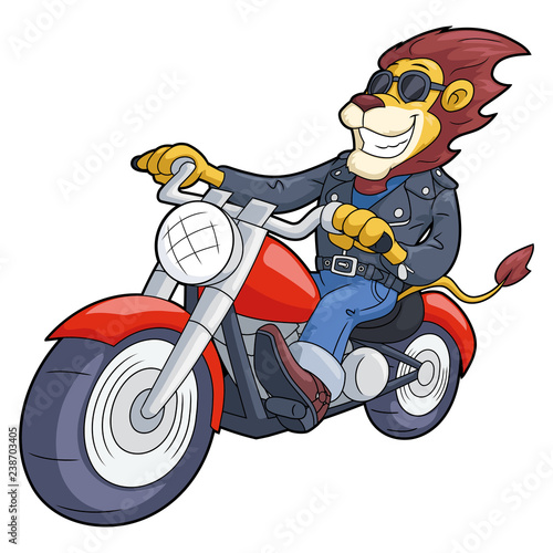Lion riding motorbike at high speed
