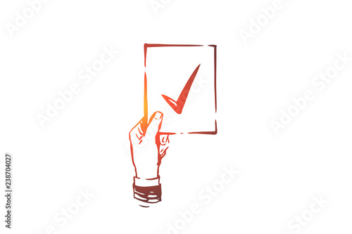 Approved, accepted concept. Hand drawn sketch isolated illustration