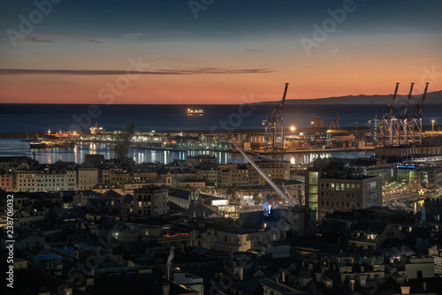 Port of Genoa in the evening