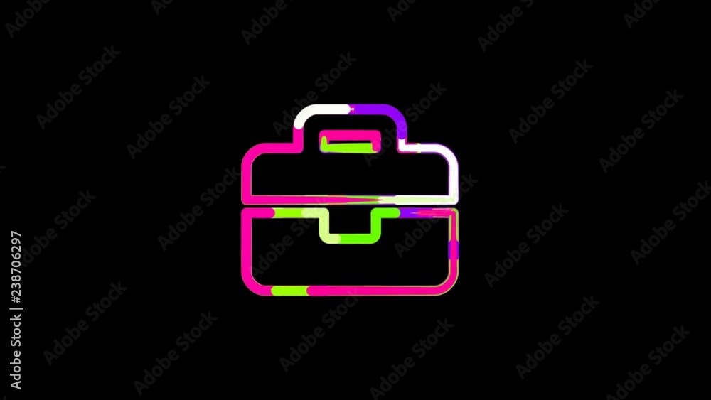 Circles gather in symbol briefcase. After it crumbles in a line and moves to the camera. Alpha channel black
