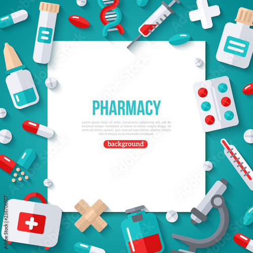 Pharmacy Banner Flat Icons