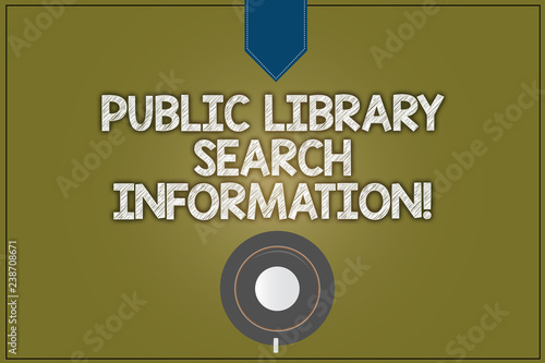Text sign showing Public Library Search Information. Conceptual photo Researching project investigation Coffee Cup Saucer Top View photo Reflection on Blank Color Snap Planner